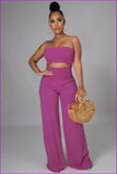 peopleterritory New Strapless Solid Camisole With Long Pants F3180