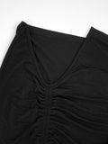 furdelashop Off Shoulder Backless Solid Bodycon Skirt Set