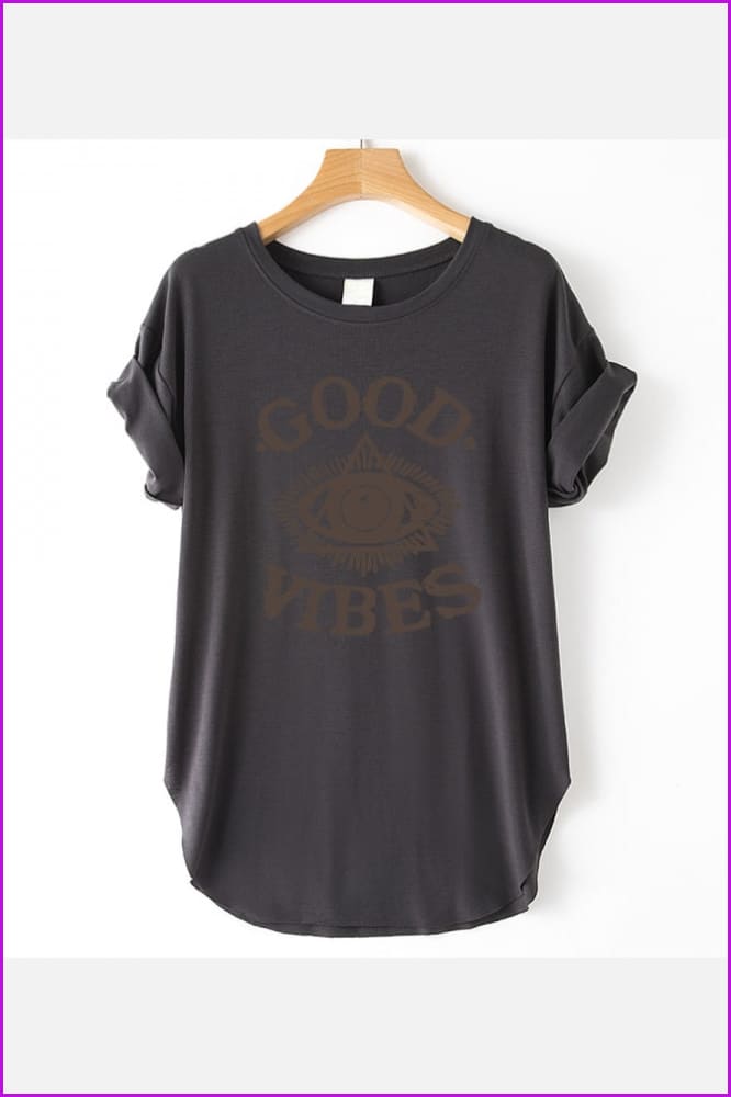 peopleterritory Popular Crew Neck Loose Letter T Shirt