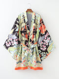 peopleterritory Popular Multiple Print Lace Up Kimono