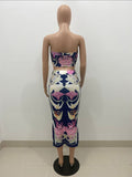 peopleterritory Popular Strapless Print Two Piece Skirt Sets