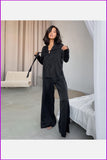 peopleterritory Simple Split Two Pieces Silk Pajamas For Women