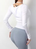 peopleterritory Sporty Halter Quick-Drying Long Sleeve Yoga Tops