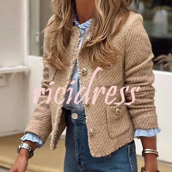 Joy To The World Tweed Metal Button Pocket Jacket